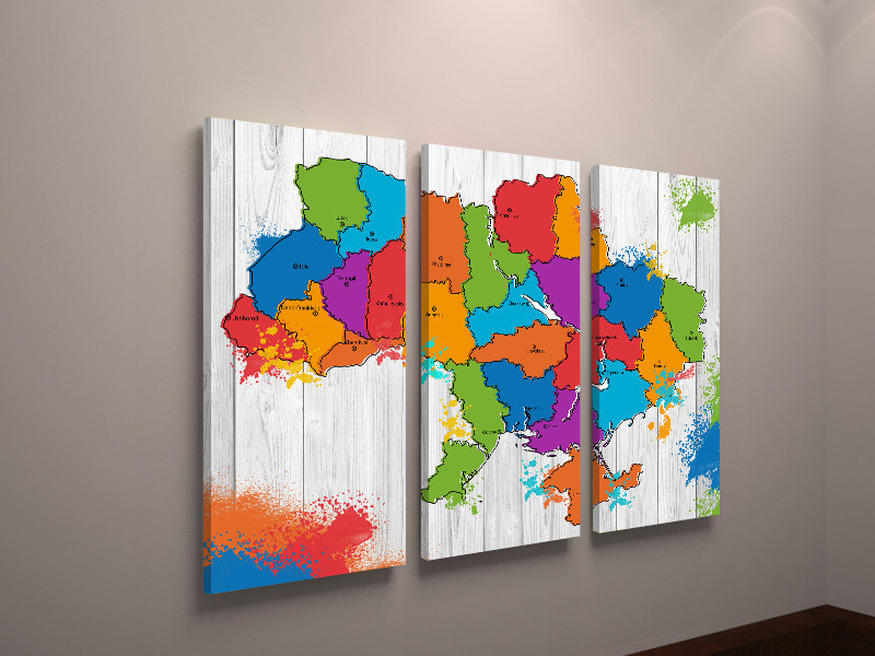 Картина модульна на стіну карта України кольорова VE