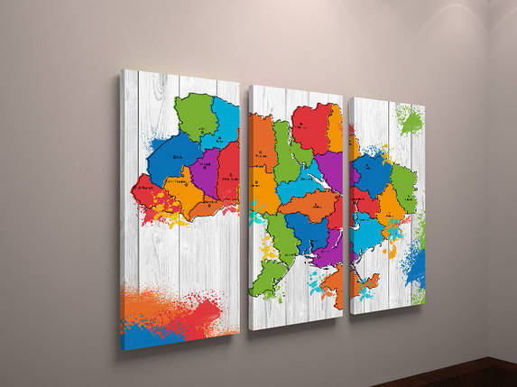 Картина модульна на стіну карта України кольорова VE, фото 1