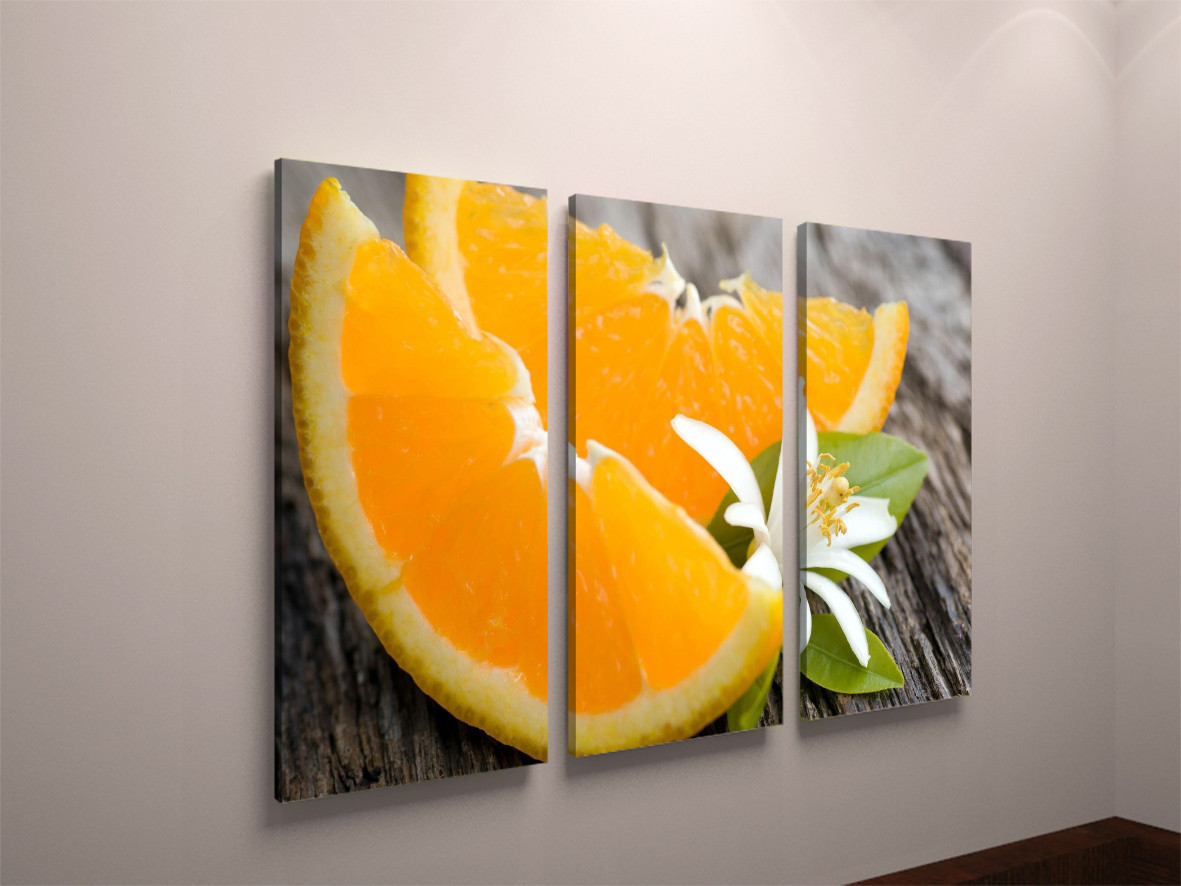 Фото картина модульна фотокартина на полотні для кухні фрукти апельсин цитрус полотно VE