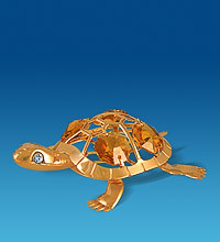 Позолочена фігурка "Черепаха" з кольоровими кристалами Сваровскі 