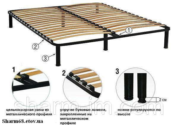 Ламелевий каркас ліжка 160х200 см Стандарт 6,5 см, фото 2