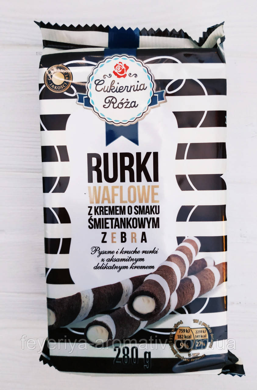 Вафельні трубочки з начинкою вершковий крем Rurki Cukiernia Roza 280 г (Польща)