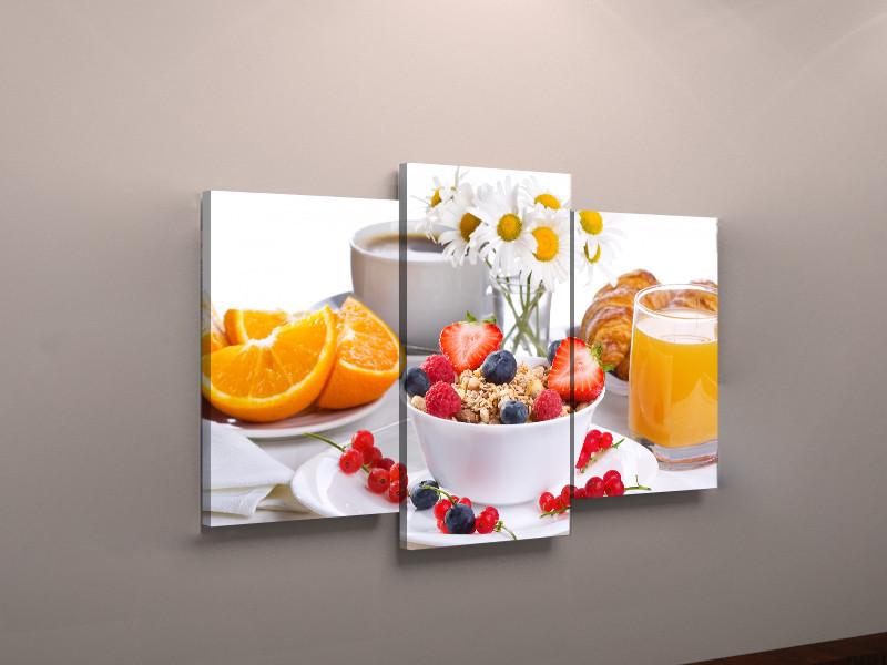 Фото картина модульна для кухні фотокартина фрукти апельсини полуниця натюрморт полотно VE