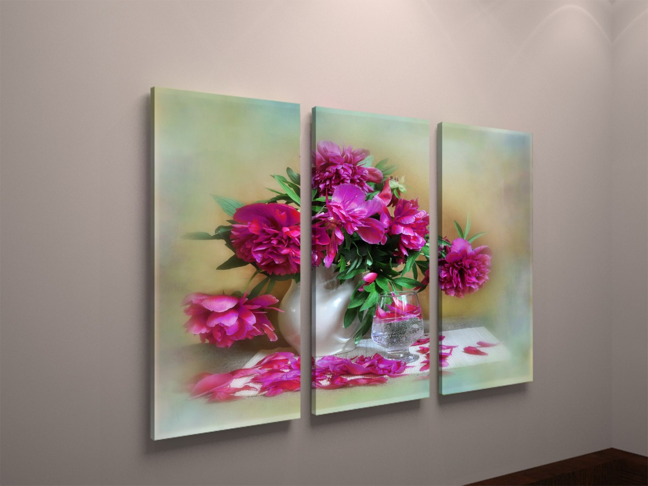 Модульна картина квіти півонії букет натюрморт VE