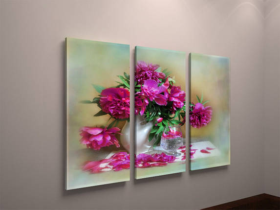 Модульна картина квіти півонії букет натюрморт VE, фото 1