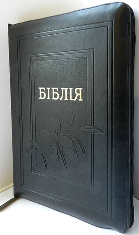 Біблія, 17х24,5 см, чорна з оливкою, фото 1