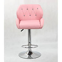 Стілець барний з регулюванням висоти хокер HC949 Рожевий зі стразами