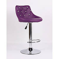 Стілець барний з регулюванням висоти хокер HC931W Фіолетовий зі стразами