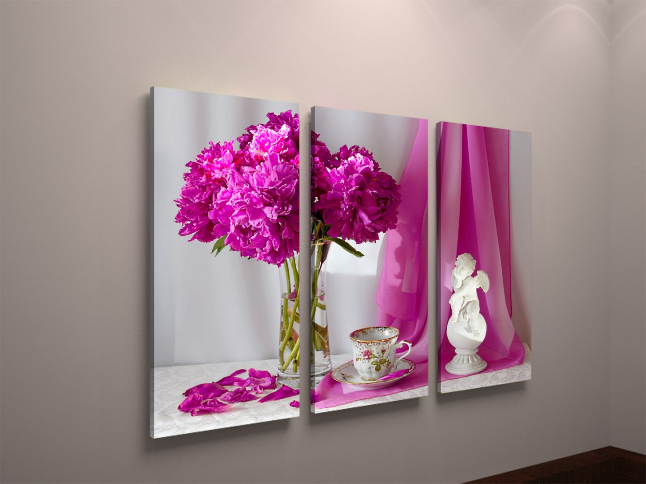 Модульна фото картина на полотні квіти півонії букет півонії натюрморт VE