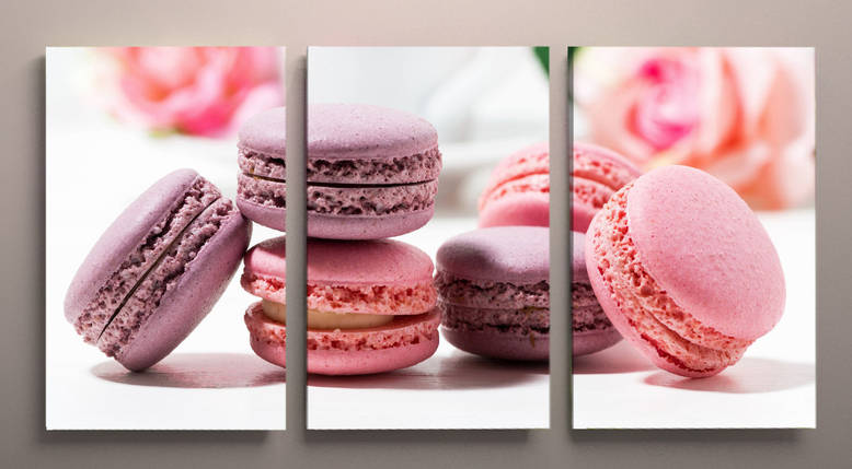 Фото картина модульна для кухні рожеві макаруни макарон макаронс на полотні VE, фото 1