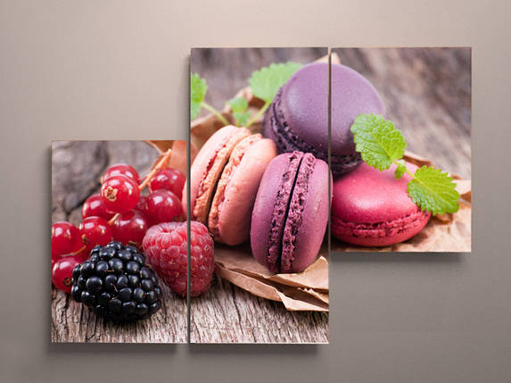 Фото картина модульна для кухні макаруни макарон макаронс на полотні полотно VE, фото 1