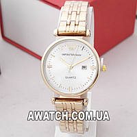 Женские кварцевые наручные часы Emporio Armani M213 / Емпорио Армани на металлическом браслете золотистого цвета