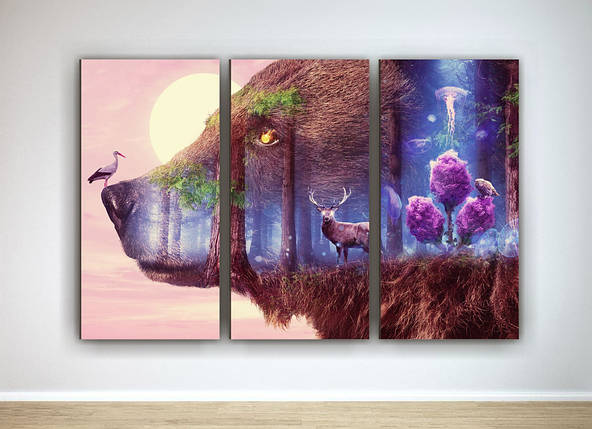 Фото картина модульна на полотні фотокартина тварини Ведмідь полотно VE, фото 1