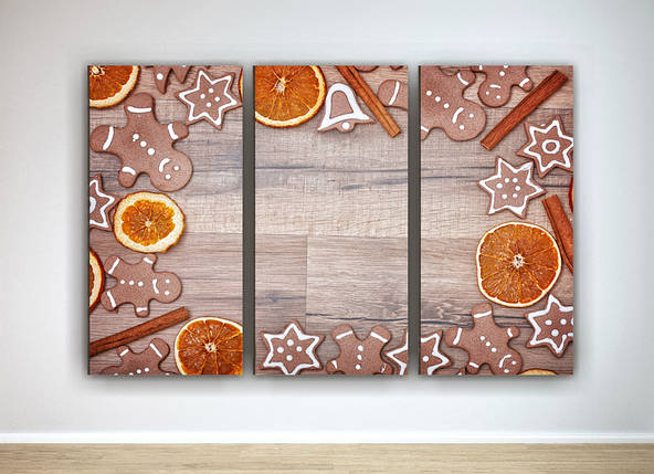 Фотокартина модульна фото картина на кухню на полотні імбирні пряники апельсин полотно 60х90 см VE, фото 1