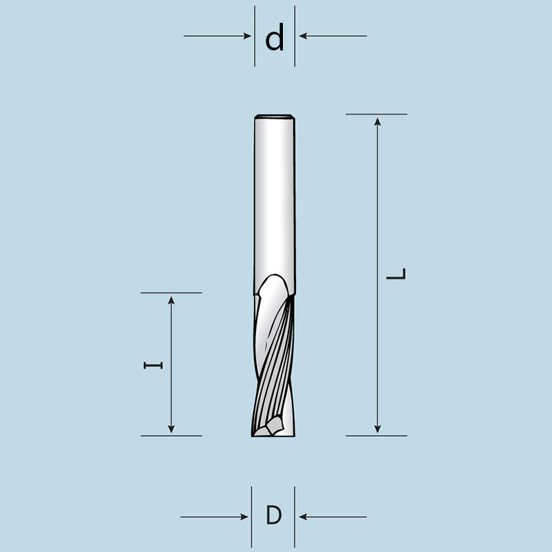 Спіральна фреза Z2 з викидом стружки вгору D4 d4 I12