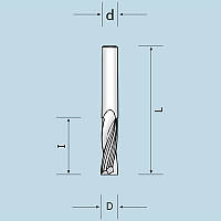 Спіральна фреза Z2 з викидом стружки вгору D6 I17 d6