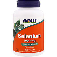 Селен, Now Foods, Selenium, 100 мкг, 250 капсул