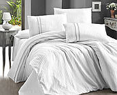 Комплект постільної білизни сатин delux First Choice євро розмір Stripe Style White