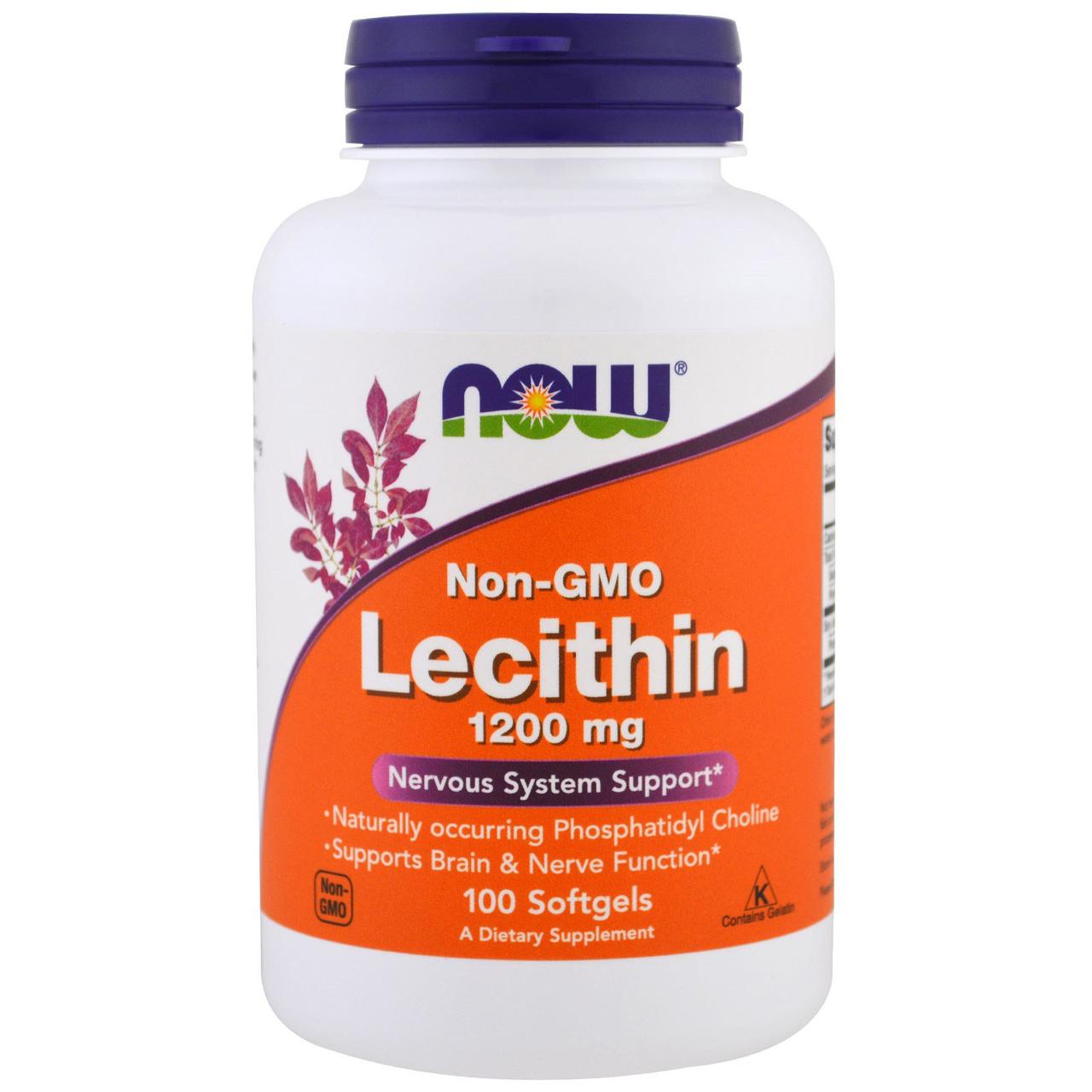 Лецитин, Lecithin, Now Foods, 1200 мг, 100 капсул