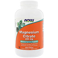 Цитрат магнію, Now Foods, 200 мг, 250 таблеток