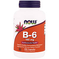 Витамин B-6, 100 мг, 250 капсул, Now Foods, B-6