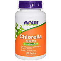 Хлорела в таблетках, суперфуд, Now Foods, Chlorella, 1000мг, 120 таблеток