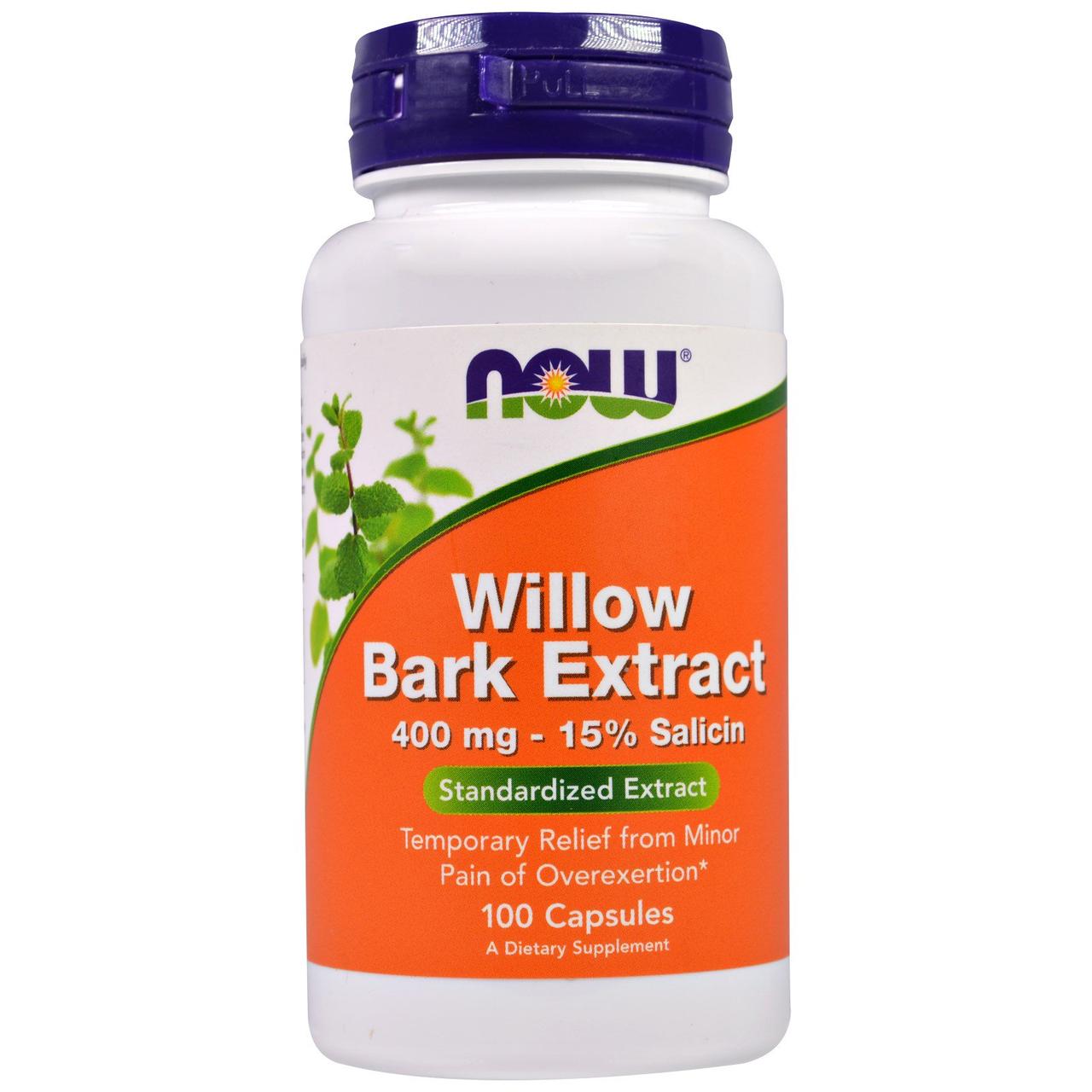 Біла Кора Верби, Now Foods, Willow Bark Extract, 400 мг, 100 капсул