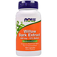 Белая Кора Ивы, Now Foods, Willow Bark Extract, 400 мг, 100 капсул
