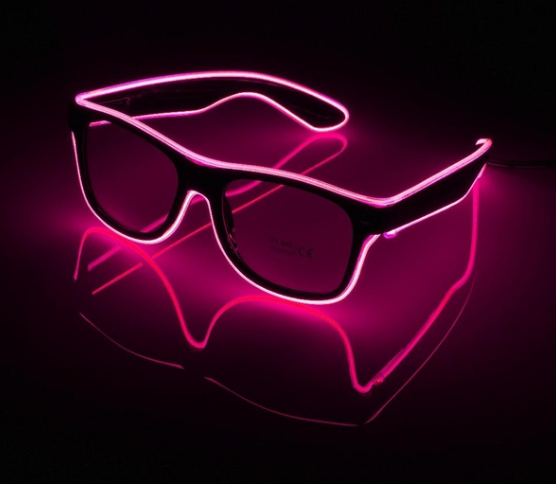 Очки светодиодные прозрачные El Neon ray pink неоновые, фото 1