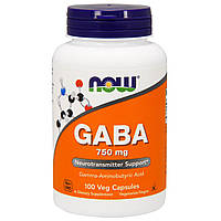 Гамма-аміномасляна кислота, GABA, Now Foods, 750 мг, 100