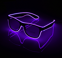 Очки светодиодные прозрачные El Neon ray purple неоновые