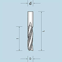 Спіральна фреза Z3 з дробителем, викид стружки вгору D12 I32 d12