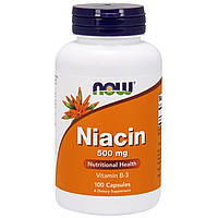 Витамин В3, Ниацин, Niacin, Now Foods, 500 мг, 100 капсул
