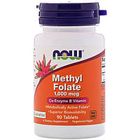 Фолієва кислота, метилированная, Methyl Folate, Now Foods, 1000 мкг, 90 таблеток