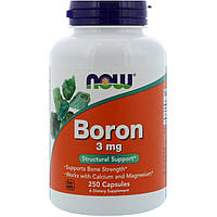 Бор, Boron, Now Foods, 3 мг, 250 капсул
