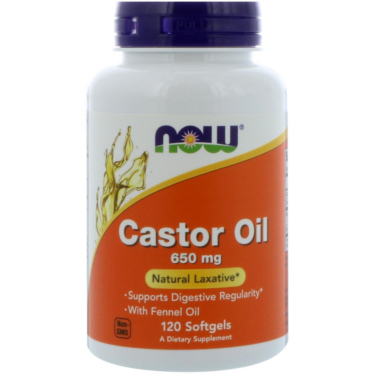 Рицинова олія, Castor Oil, Now Foods, 650 мг, 120 капсул