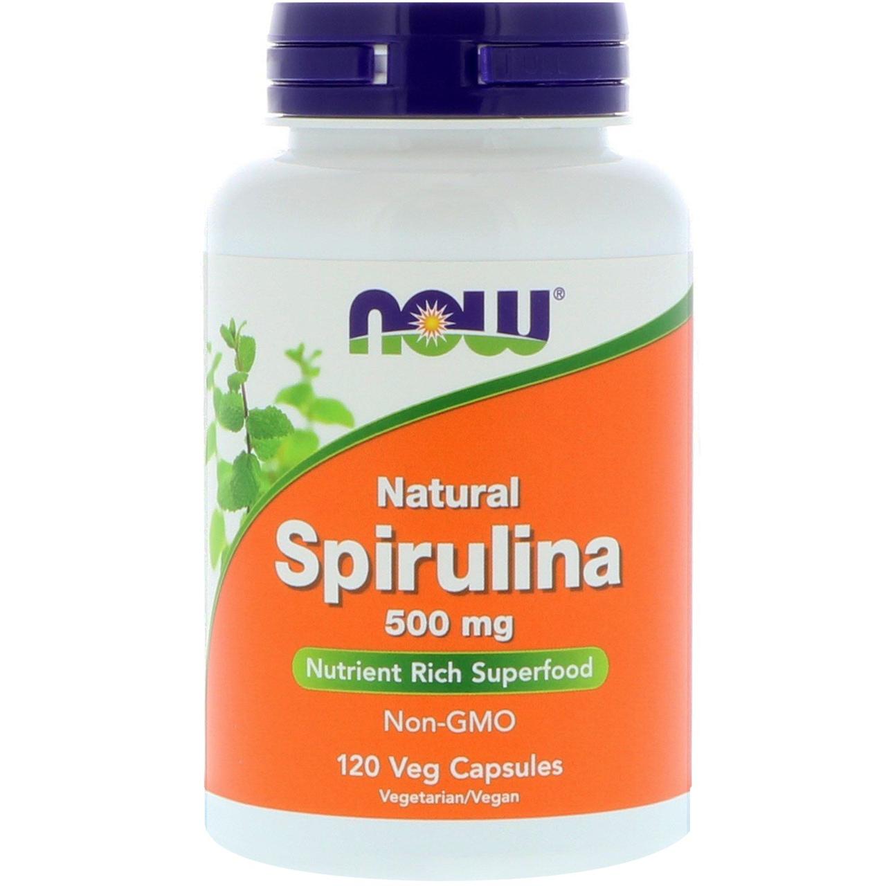 Спіруліна натуральна, Spirulina, Now Foods, 500 мг, 120 капсул.