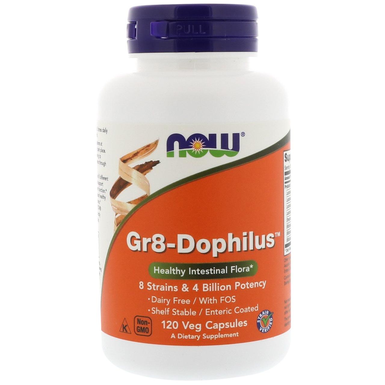 Пробіотики, Gr8-Dophilus, Now Foods, 8 млрд ДЕЩО, 120 капсул