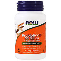 Пробиотик-10, Probiotic 50 Billion, Now Foods, 50 капсул