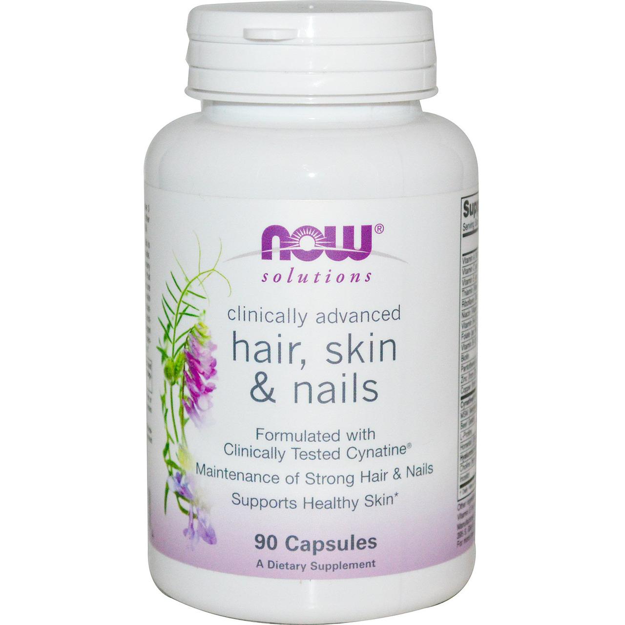 Вітаміни для волосся, нігтів і шкіри, Hair, Skin & Nails, Now Foods, Solutions, 90 капсул