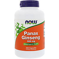 Женьшень, Panax Ginseng, Now Foods, 500 мг, 250 капсул