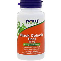 Корінь клопогон кистеносного з лакрицею і дягілєв, Black Cohosh Root, Now Foods, 80 мг, 90 капсул