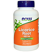 Корінь солодки (Licorice Root), Now Foods, 450 мг, 100 капсул