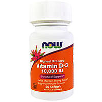 Вітамін Д3, Vitamin D-3, Now Foods, 10 000 МО, 120 капсул