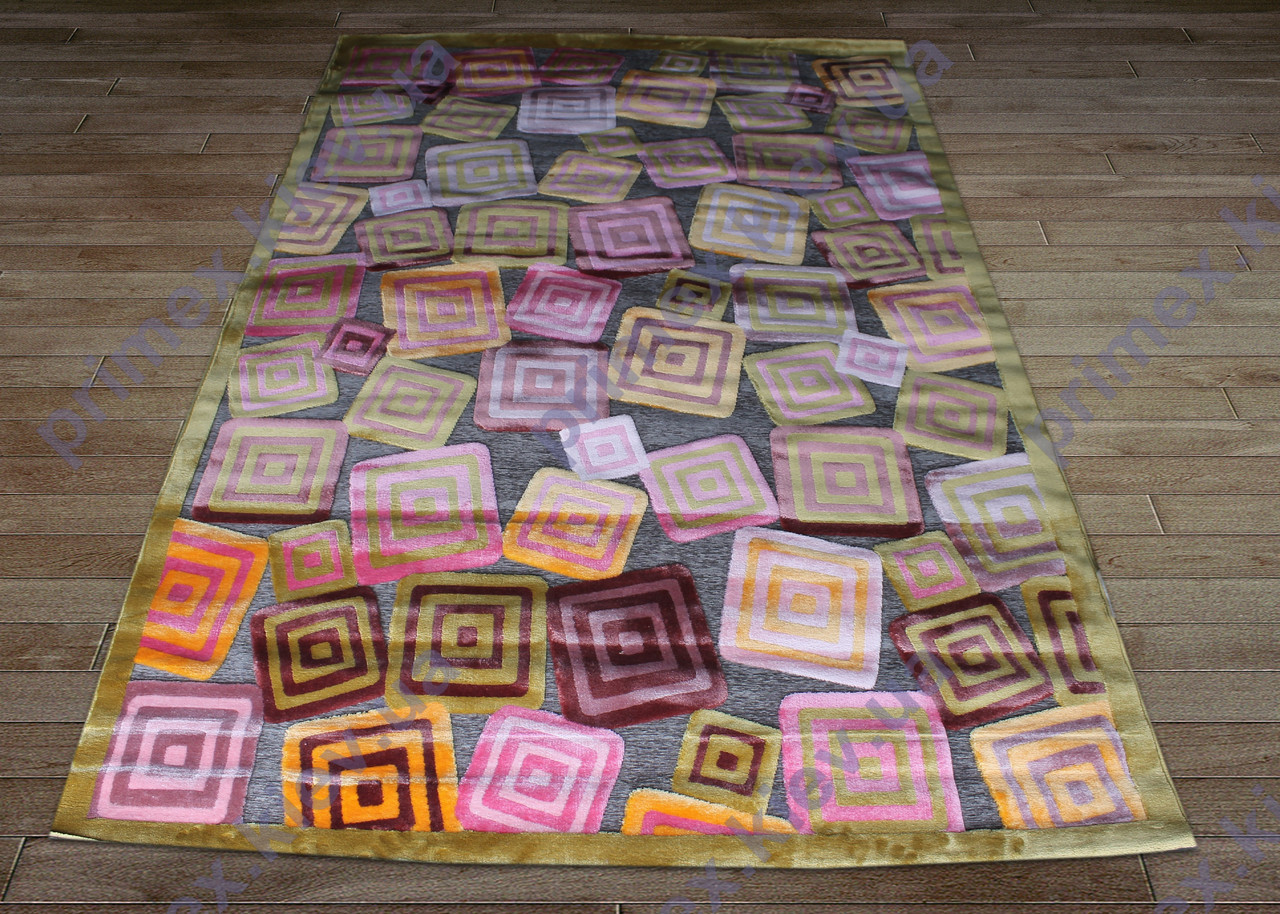 Акриловий рельєфний килим Bonita (Туреччина) кубики яскравий