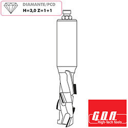 Фреза алмазна PCD D20 L25 Z1+1 RH