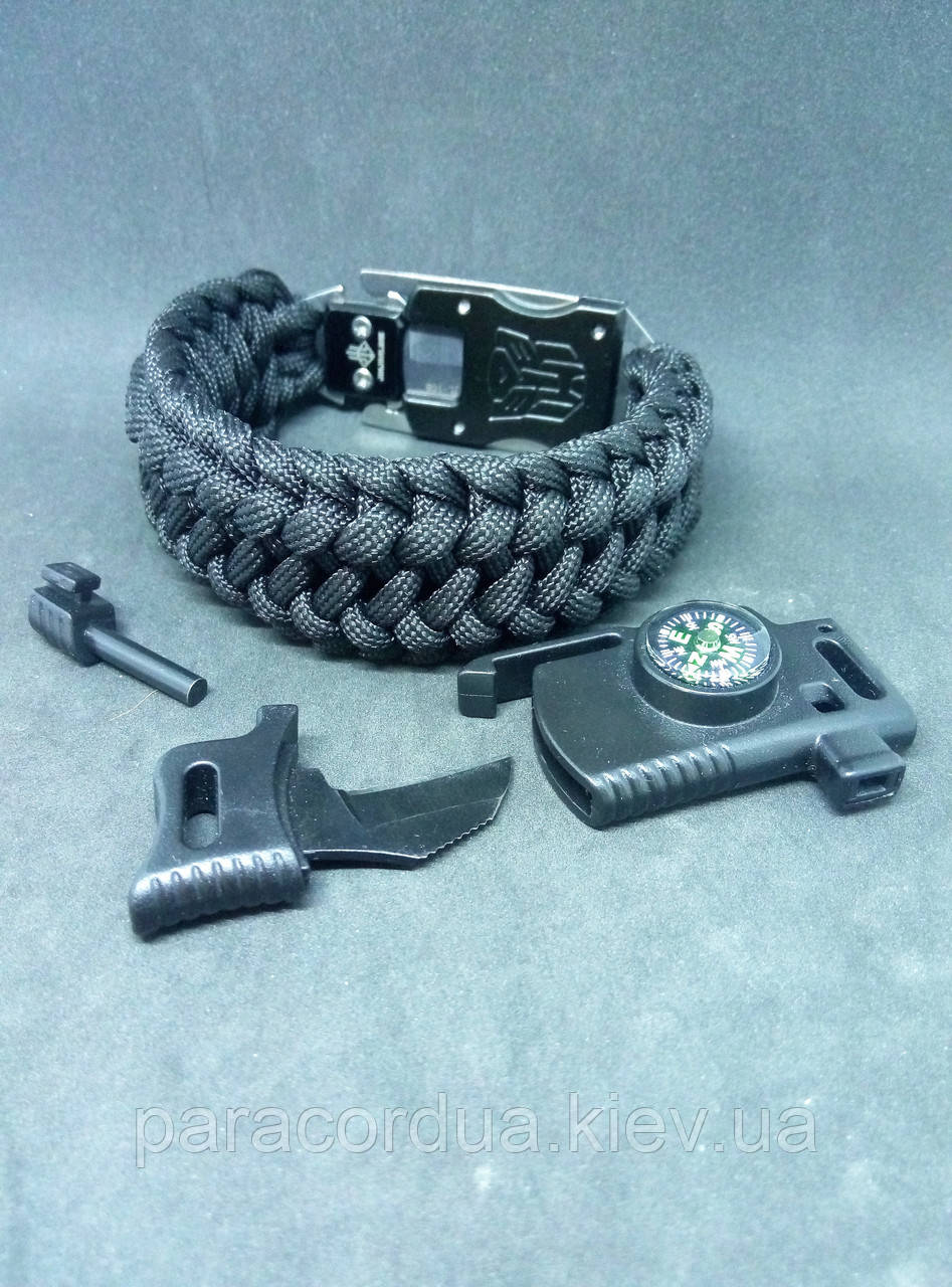 Браслет виживання з паракорда 6 в 1 з ножем, "2 way tie"