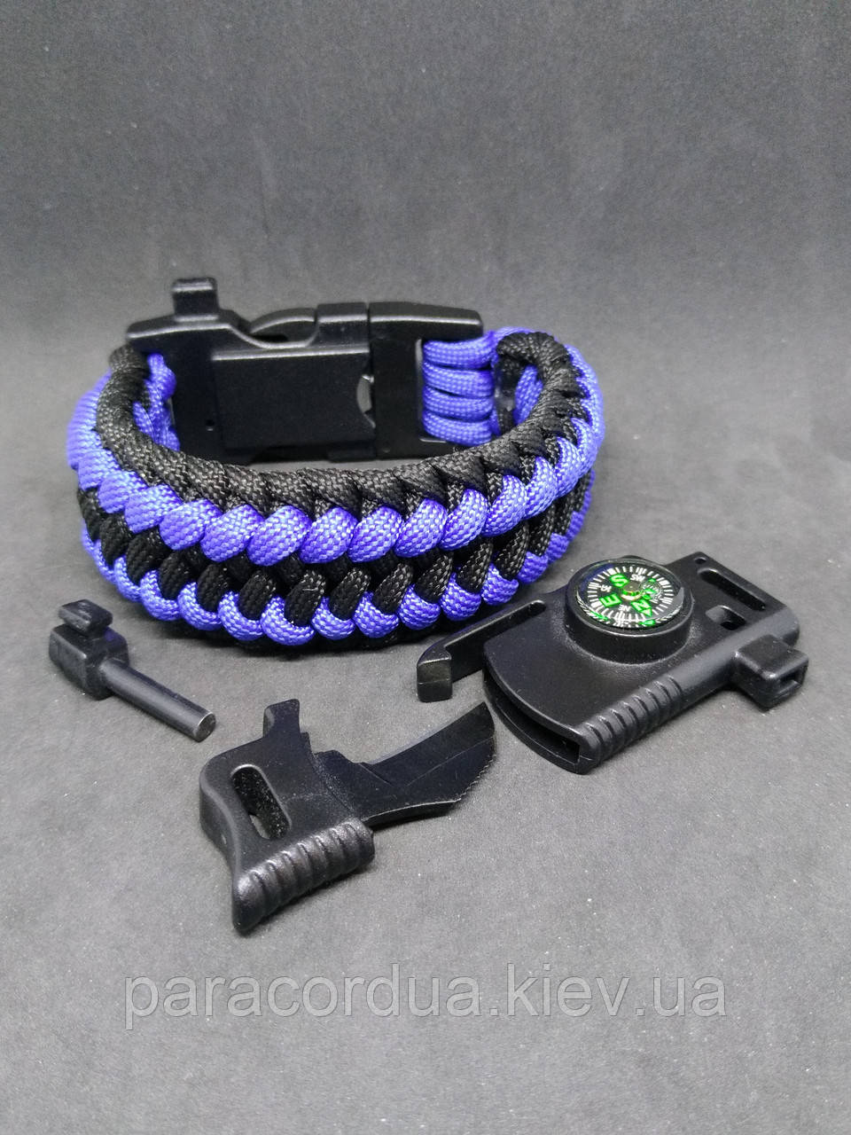 Браслет виживання з паракорда 6 в 1 з ножем, "2 way tie"
