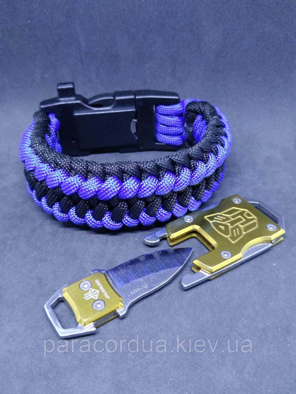 Браслет виживання з паракорда з ножем, "2 way tie"