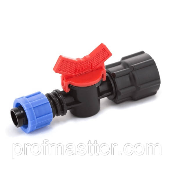 Кран кульовий Presto-PS з внутрішньою різзю 3/4 дюйма для крапельної стрічки 16 мм (FL-011734), фото 1